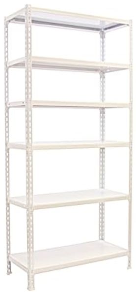 Simon Rack Schwerlastregal, 2500 x 1000 x 400 mm, Bis 180 kg Belastbar, 6 Verstellbare Ablagen, Kellerregal, Lagerregal, Weiss - Simonclick