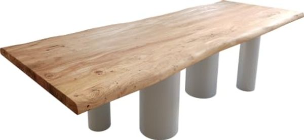Esstisch Edge 280x100 XL Akazie Natur Pilier Metall Weiß Live-Edge