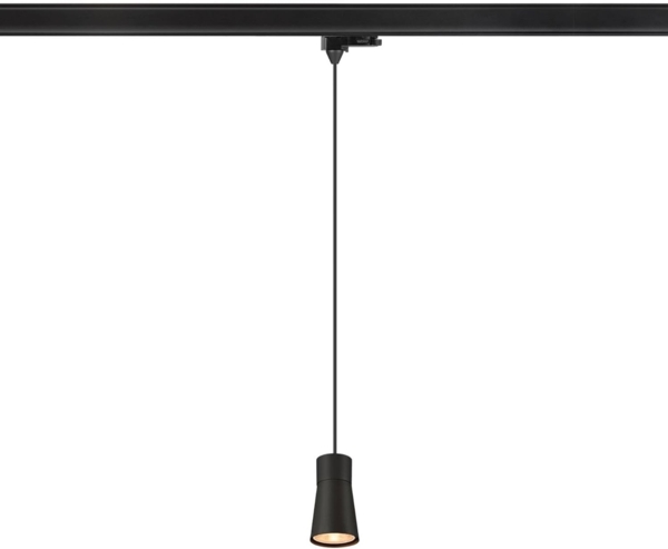SLV PURI 2.0 Cone, 3~ Pendelleuchte, GU10, Pendellänge 200cm, 1x max. 6W, schwarz - Leuchten mit 3 Phasen Adapter 230V