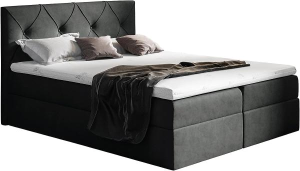 99rooms Arian Boxspringbett Velours 140 x 200 cm Schwarz