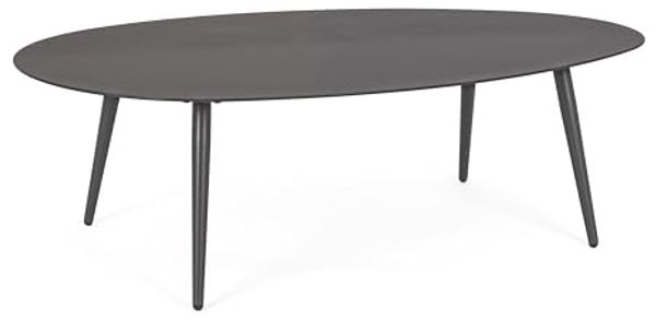 Couchtisch Leyrid aus Aluminium, modern und robust, oval, anthrazit, ideal für Outdoor
