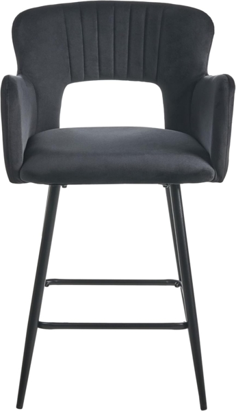 Set mit 2 Barstühlen SANILAC Samtstoff Schwarz