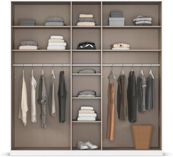 Rauch Möbel Alabama Schrank Kleiderschrank Drehtürenschrank Weiß mit Spiegel 5-türig inklusive Zubehörpaket Classic 3 Kleiderstangen, 9 Einlegeböden BxHxT 226 x 229 x 54 cm Bild 6