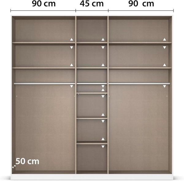 Rauch Möbel Alabama Schrank Kleiderschrank Drehtürenschrank Weiß mit Spiegel 5-türig inklusive Zubehörpaket Classic 3 Kleiderstangen, 9 Einlegeböden BxHxT 226 x 229 x 54 cm Bild 7