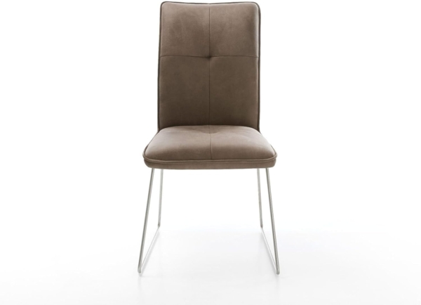 Esszimmerstuhl Maddy-Flex Mikrofaser Taupe Vintage Kufengestell Edelstahl Bild 4