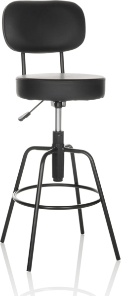 hjh OFFICE Barhocker mit Lehne DISC HIGH Kunstleder, moderner Tresenhocker höhenverstellbar, Hocker drehbar, Schwarz, 729456