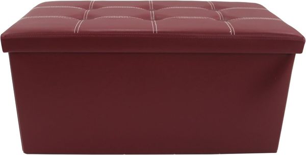 Rebecca Mobili Aufbewahrungsbox mit Deckel, Puff gepolstert aus Kunstleder, faltbar, für Eingang Flur Schlafzimmer – Maße: 37 x 76 x 38 cm (HxLxB) - Art. RE6158