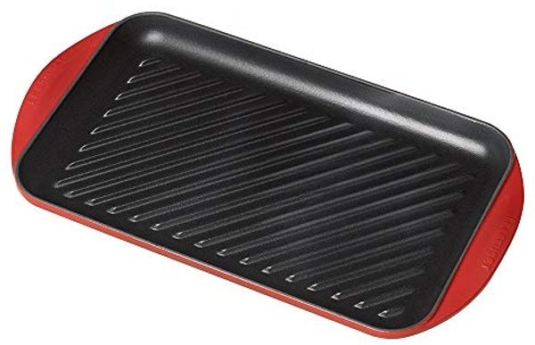 Le Creuset Grillplatte extragroß, Emailliertes Gusseisen kirschrot, 47 x 25 x 3,8 cm