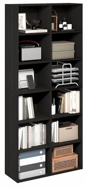 Furinno Basic 12-Würfel Offenes Regal-Bücherregal, Bücherregal, Aufbewahrungsorganizer, 30 x 80 x 180 cm, Espresso