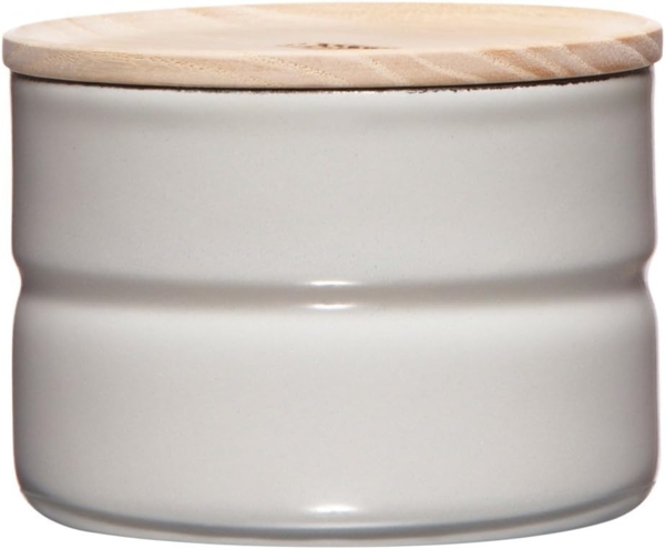 Riess Vorratsdose 230ml Emaille mit Holzdeckel light grey