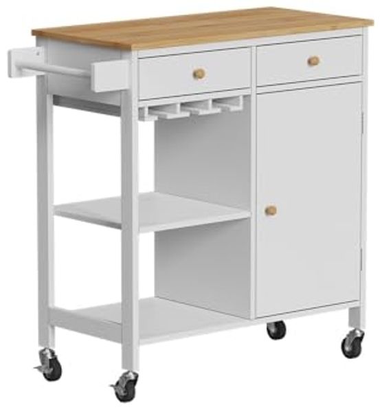 Küchenwagen Trayz Weiß 89 x 87 cm mit Rollen Vicco