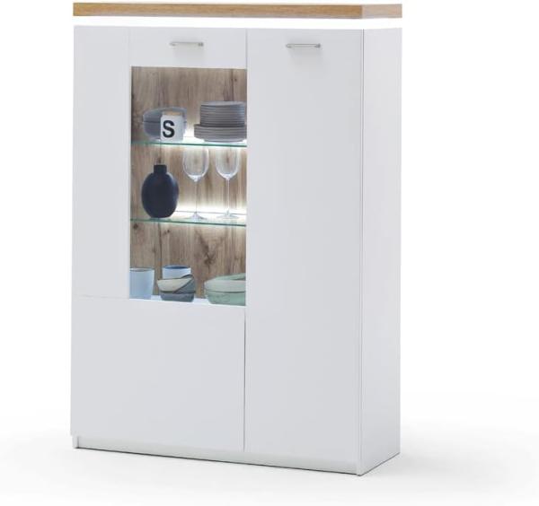 Highboard Claire 14 weiss Wotan Eiche Nb. 98x143x38 cm Kommode LED ohne Rückwandbeleuchtung