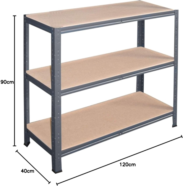 shelfplaza HOME 90x120x40 cm Schwerlastregal in anthrazit mit 3 Böden und 175 kg Traglast pro Boden Bild 6