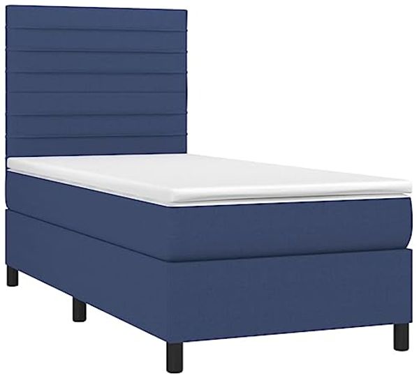 vidaXL Boxspringbett mit Matratze Blau 90x190 cm Stoff 3141823