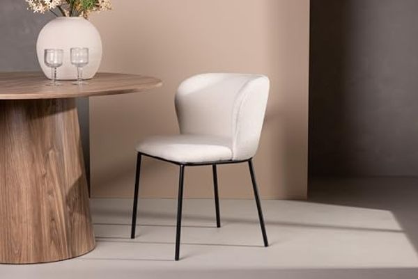 BOURGH Esszimmerstuhl EDINA 2er Set Esstischstuhl - Dining Chair mit Boucle Stoff in weiß