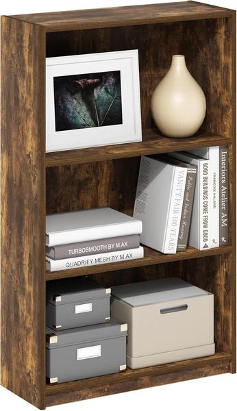 Furinno JAYA Simple Home Bücherregal mit 3 Ebenen und verstellbarem Regal, Bernsteinkiefer