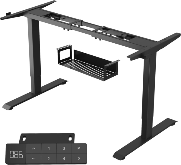 JUMMICO Höhenverstellbarer Schreibtisch Gestell mit 2 Motoren, Schreibtisch Gestell Höhenverstellbar 3-Fach mit USB-A Anschlüssen 3 Memory-Steuerung, Schwarz
