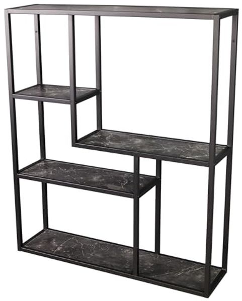 riess-ambiente Wandregal SLIM LINE 95cm graphit / schwarz, Einzelartikel 1-tlg, Wohnzimmer · Design · Metall · eckig · 5 Fächer · Industrial