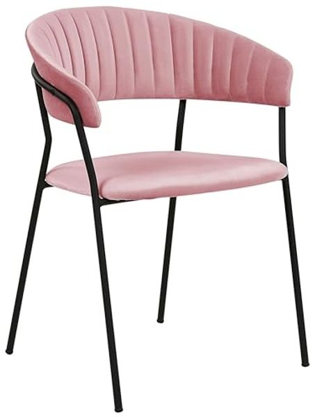 Esszimmerstuhl 2er Set MARIPOSA Samtstoff Rosa