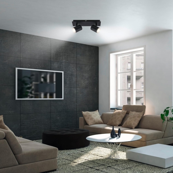 BRILONER Leuchten - Deckenspot, Badleuchte, Badlampe, Deckenleuchte, Strahler dreh- und schwenkbar, 2x LED/GU10, IP44, Schwarz, 290 x 99 x 112 mm (LxBxH), 2731-025 Bild 4