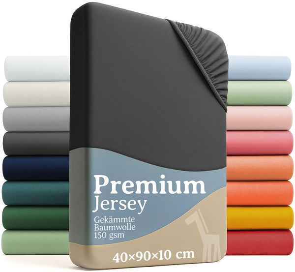 Laleni 2er-Set Premium Spannbettlaken Stubenwagen 40x90 cm - Oeko-Tex Zertifiziert, 100% Baumwolle, atmungsaktives Spannbetttuch Jersey Baby, 150 g/m², Anthrazit
