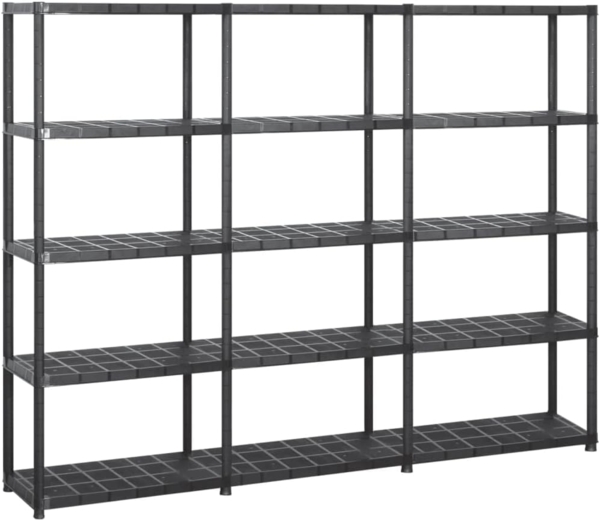 vidaXL Lagerregal mit 5 Böden, Kunststoff schwarz, 170 x 38 x 213 cm