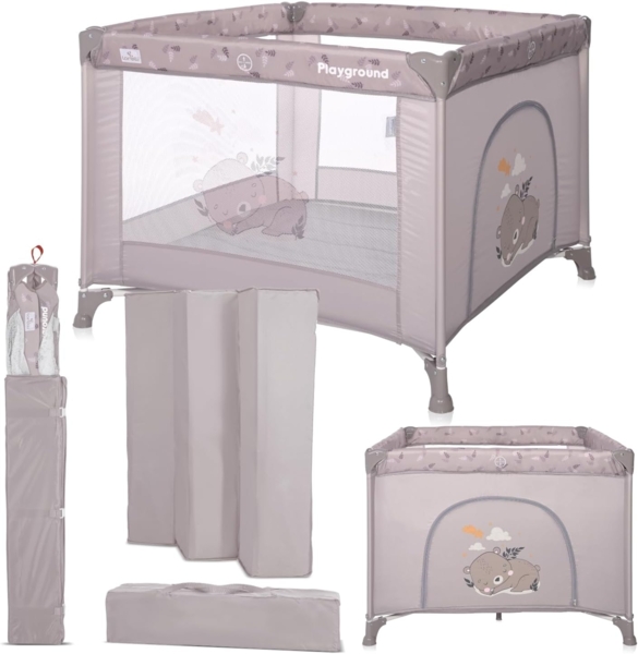 Lorelli Reiselaufstall Playground faltbar seitliche Öffnung Matratze Tragetasche beige