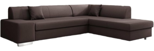 Designer Sofa Pina mit Schlaf- und Klappfunktion Stoff Dunkelbraun Rechts