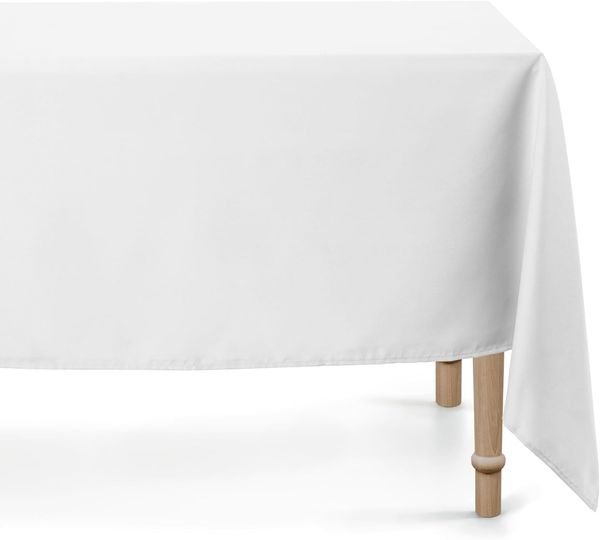 partydeco Tischdecke, Tischdecke rechteckig 140x170cm Polyester Stoff Weiß matt