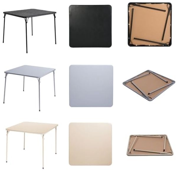 FurnitureR Klappbarer Gartentisch 86×86×71 cm, Stabiler Outdoor-Tisch mit wetterfester PVC-Oberfläche und Metallrahmen, faltbar für Terrasse, Balkon, Garten & Picknick, erhältlich in Grau Bild 7