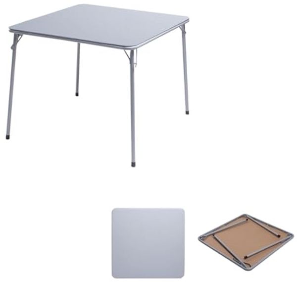 FurnitureR Klappbarer Gartentisch 86×86×71 cm, Stabiler Outdoor-Tisch mit wetterfester PVC-Oberfläche und Metallrahmen, faltbar für Terrasse, Balkon, Garten & Picknick, erhältlich in Grau