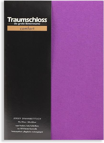 Traumschloss Spannbettlaken Comfort, Jersey, Violett, 90-100x200, 100% Baumwolle