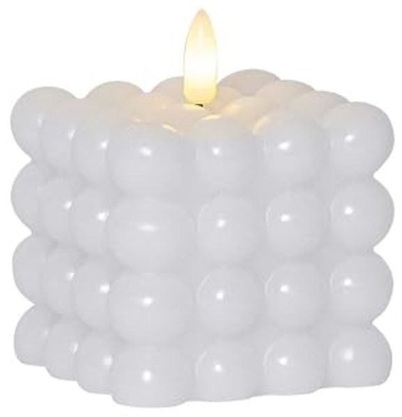 LED Bubble Kerze Dot, Echtwachs, weiß