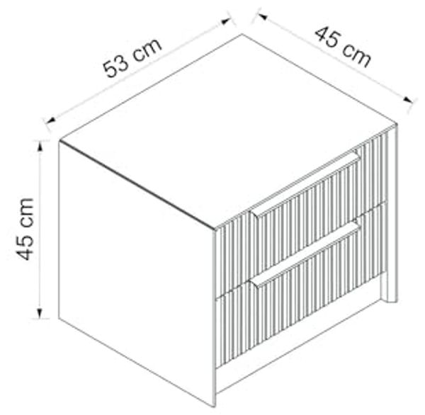 Dmora Nachttisch Grau, 53 x 45 x 45 cm, 2 Schubladen, 1 Fach Bild 2
