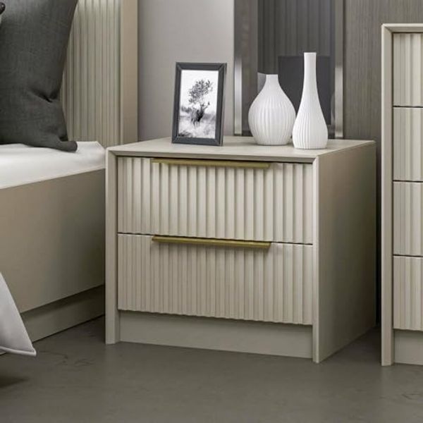 Dmora Nachttisch Grau, 53 x 45 x 45 cm, 2 Schubladen, 1 Fach