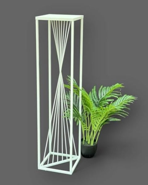 DanDiBo Blumenhocker, Metall Eckig, Weiß, 100 x 24 x 24 cm
