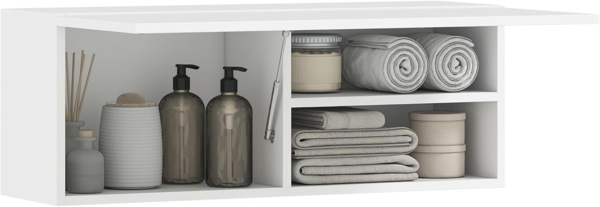 HOMCOM Badezimmerschrank Hängeschrank Wandschrank Badschrank mit nach Oben klappbarer Tür, Gasdruckfeder, Einlegeboden 80 x 25 x 30 cm Weiß