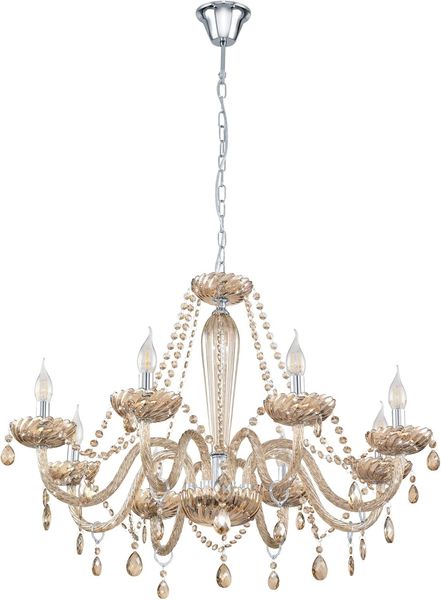 Eglo 39093 Kronleuchter BASILANO Glas cognac E14 8X40W H:130cm Ø820cm dimmbar
