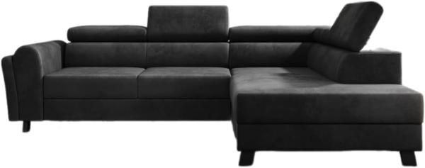 Designer Sofa Kira mit Schlaf- und Klappfunktion Samt Anthrazit Rechts