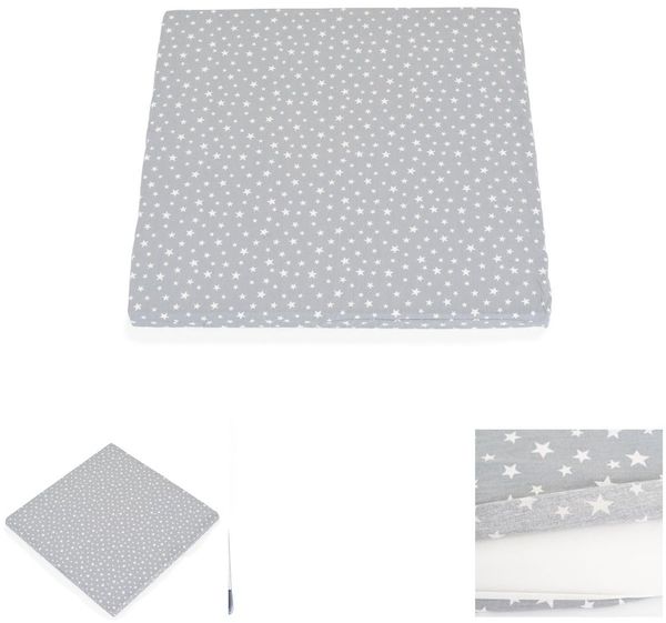 Moni Laufgittermatratze Comfort 88 x 88 x 5 cm, Babybettmatratze, Bezug waschbar grau sterne