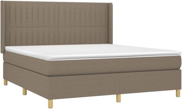 vidaXL Boxspringbett mit Matratze Taupe 160x200 cm Stoff 3132165