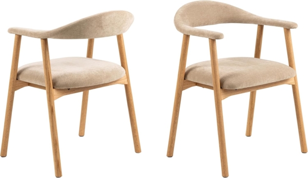 ACTONA GROUP Holzstuhl (2er-Set) in Beige, Polyester, Massivholz - 56x75,5x54 (BxHxT) (2er-Set)