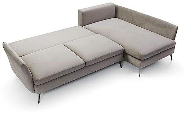 Ecksofa DEMISBAL mit Schlaffunktion, Bettkasten, Hellgrau, linksseitig Bild 4