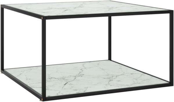 vidaXL Couchtisch Schwarz mit Weißem Glas Marmor-Optik 90x90x50 cm 322913