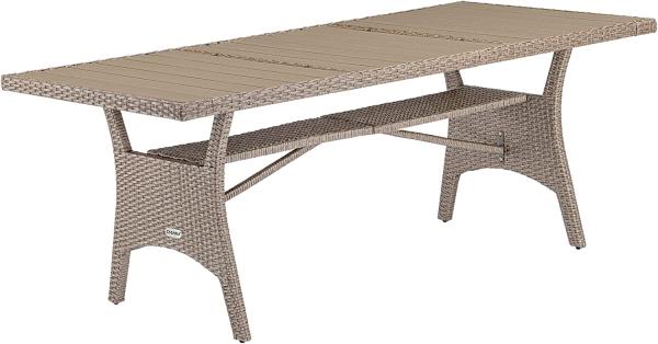 Casaria Gartentisch (1-St), Polyrattan 190x90x74cm mit Ablage WPC-Tischplatte Höhenverstellbar