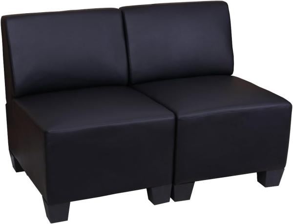 Modular 2-Sitzer Sofa Couch Lyon, Kunstleder ~ schwarz, ohne Armlehnen