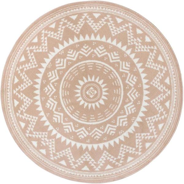 Kurzflor Teppich Valencia Ivory Creme Rund - 200 cm Durchmesser