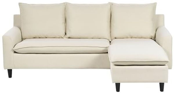 Ecksofa ELVENES Stoff Helles Beige Linksseitig