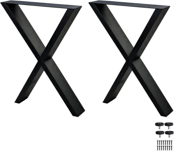 Tischbeine X-Gestell 2er Set Metall Schwarz – Tischkufen 60x72 cm Industrial