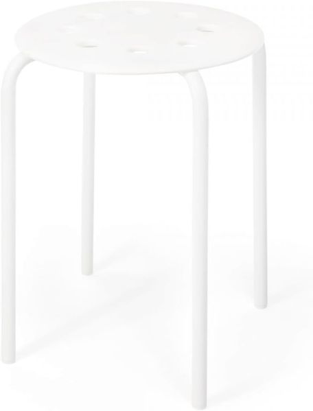 I-K-E-A MARIUS Hocker Stapeltisch Edelstahl Wiederverwendbar Schlafzimmer Wohnzimmer Weiß 45cm